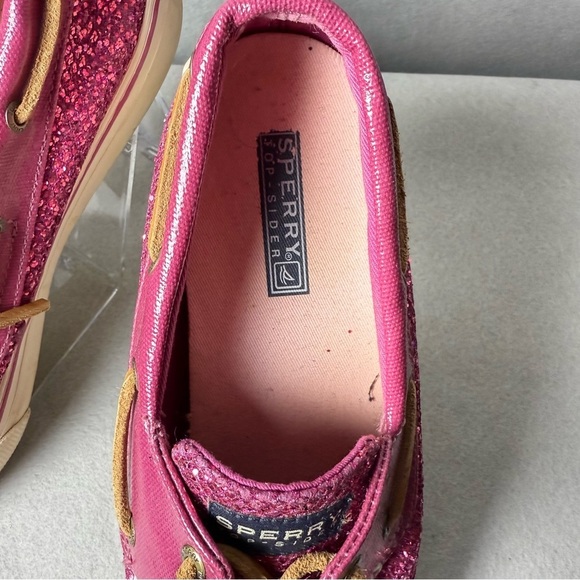 Sperry Topsider Women’s Bahama Raspberry Pink Glitter Shoes size 8M - Picture 3 of 14